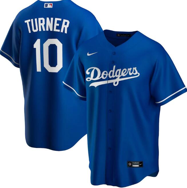 Men's Los Angeles Dodgers #10 Justin Turner Blue Cool Base Stitched Jersey